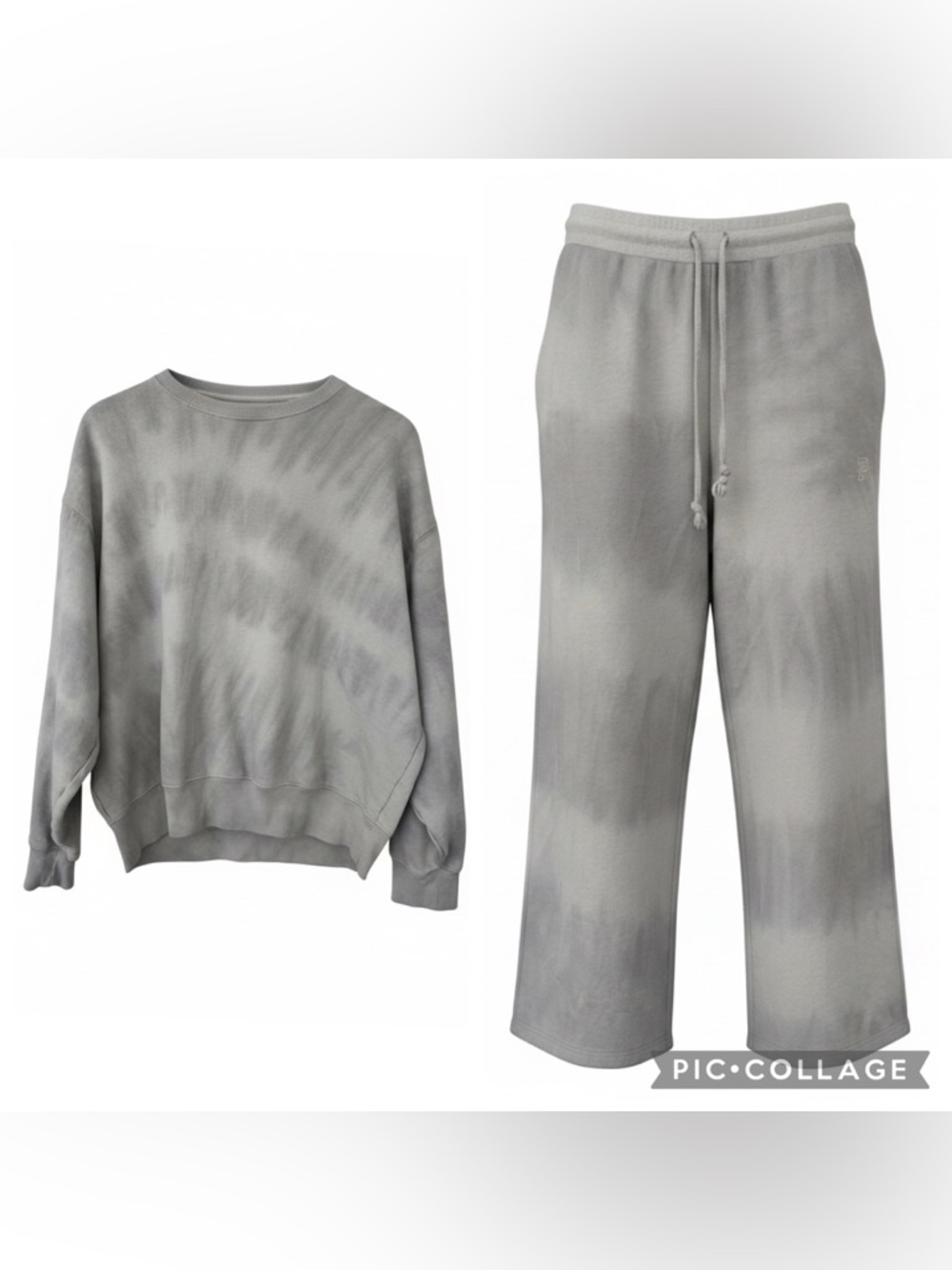 PINK Victoria's Secret Gray Tie-Dye Sweatshirt & Sweatpants Set - XS Fits Small